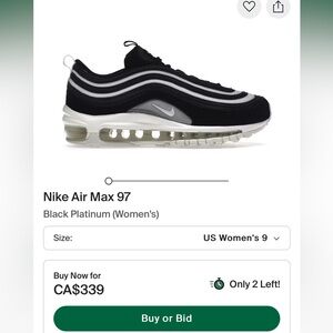 Nike Air Max 97 Black Platinum